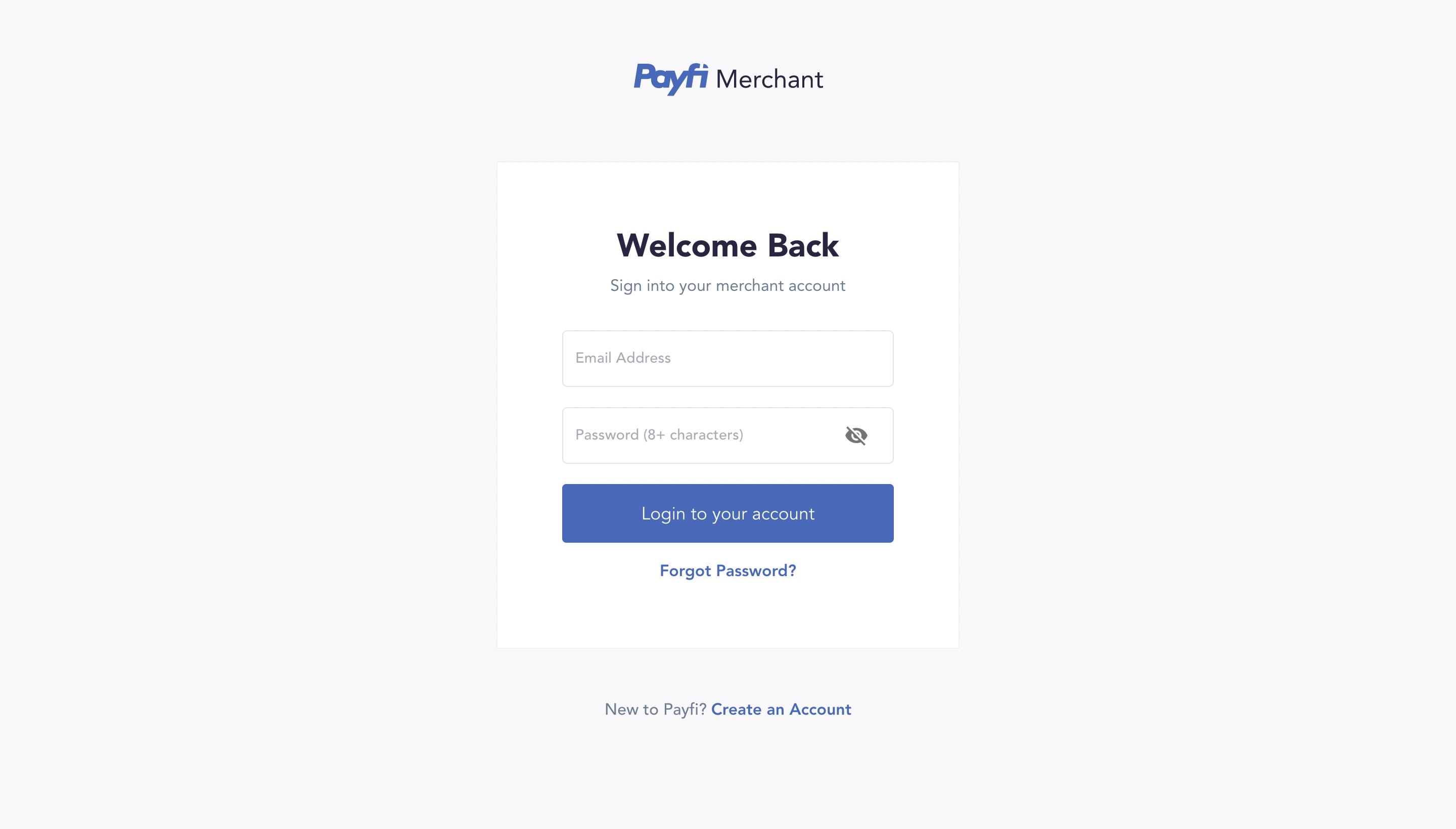 Merchant Login Page